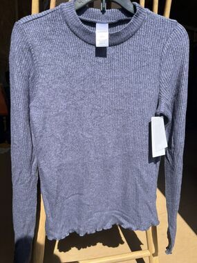 Nordstrom Girl’s Cozy Mock Neck Top in Navy Denim- Large (10/12)